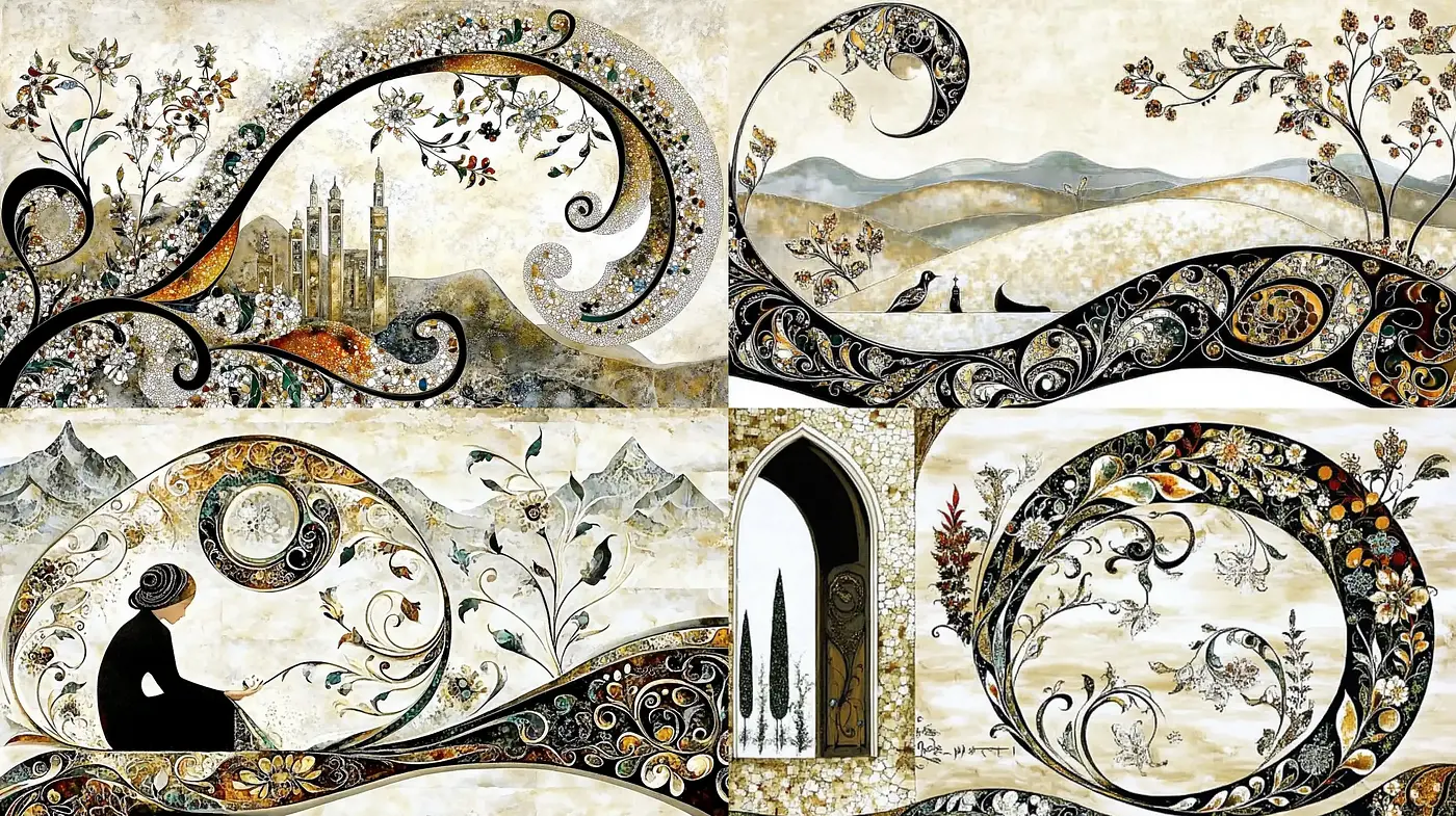 Ornate Whimsy: A Baroque and Art Nouveau Fusion with Flourishing Elegance - Midjourney sref style