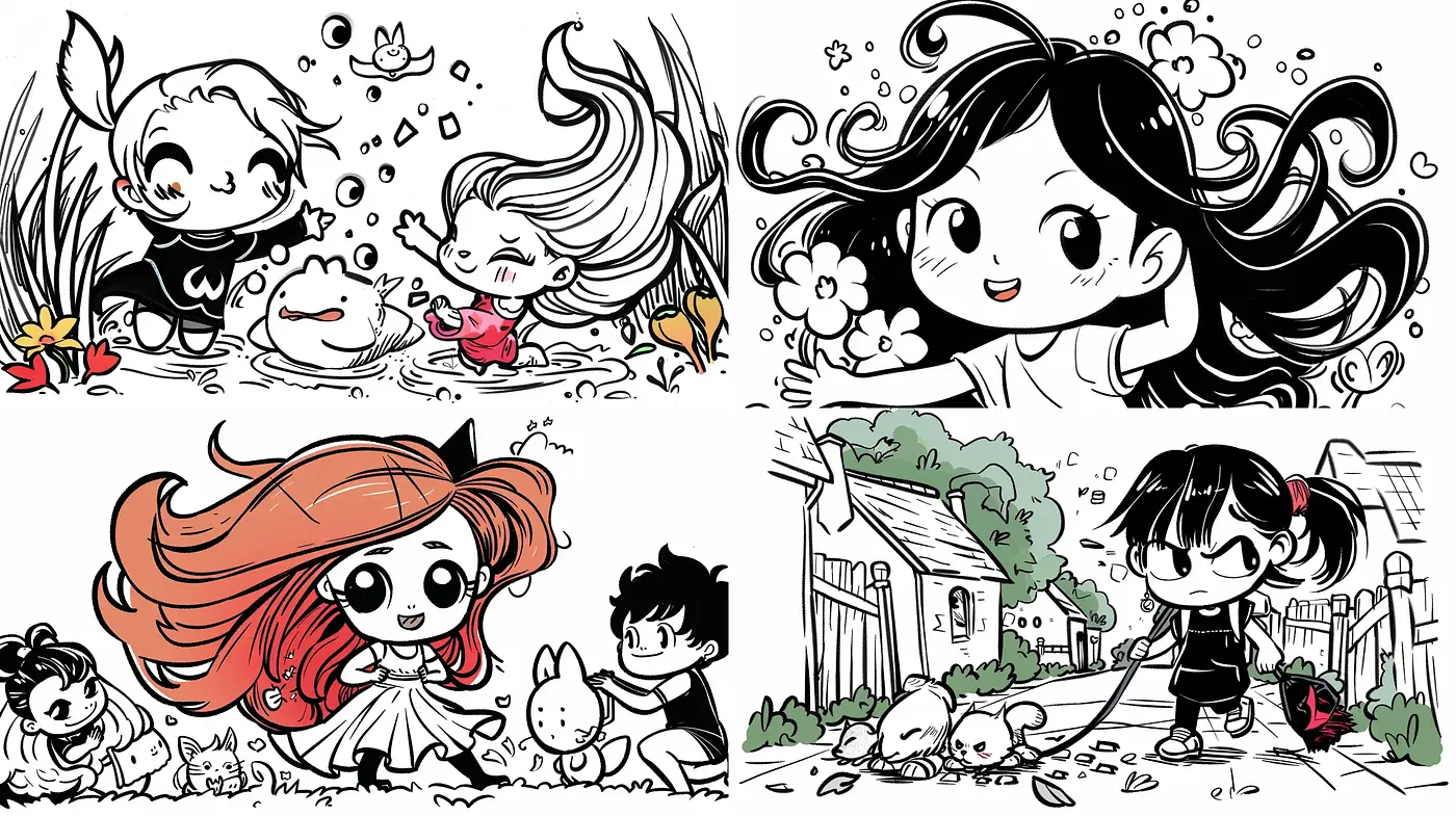 Whimsical Monochrome Dreams: A Dance of Ink and Emotion - Midjourney sref style
