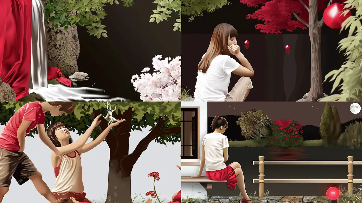 Contemporary Illustrative Style with Nature and Human Interaction - Midjourney sref style