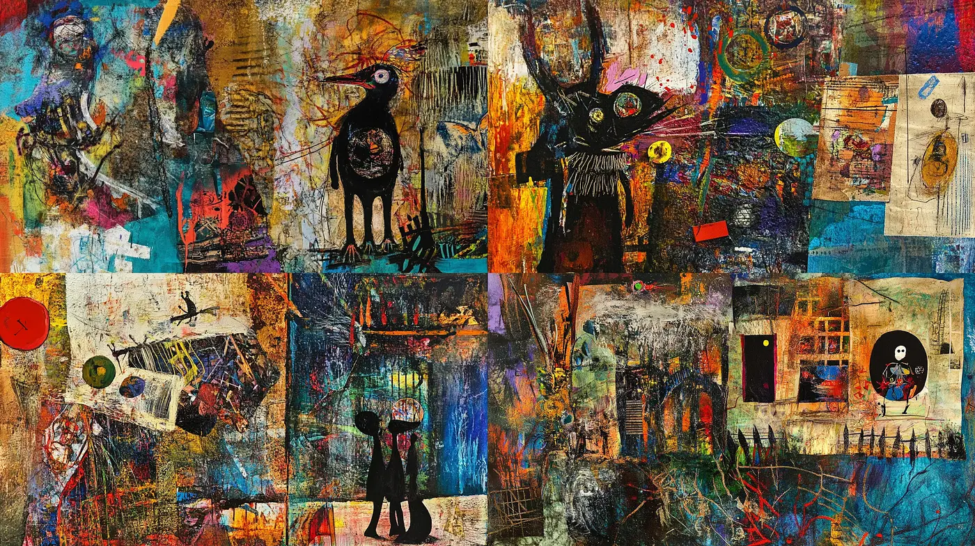 Eclectic Melange of Abstract Expressionism and Graffiti - Midjourney sref style