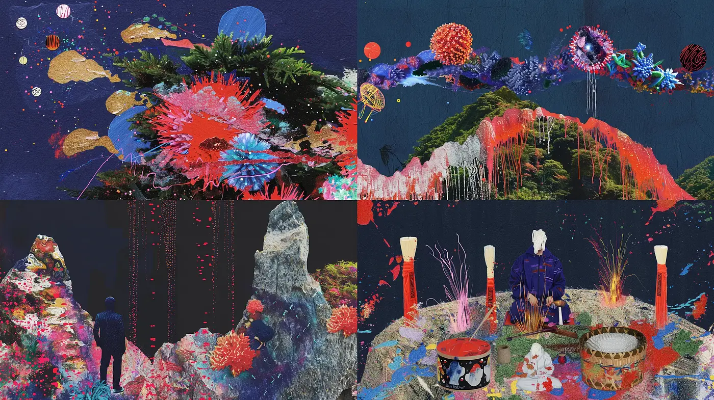Ethereal Cosmic Garden: A Fusion of Abstract Expressionism and Digital Textures - Midjourney sref style