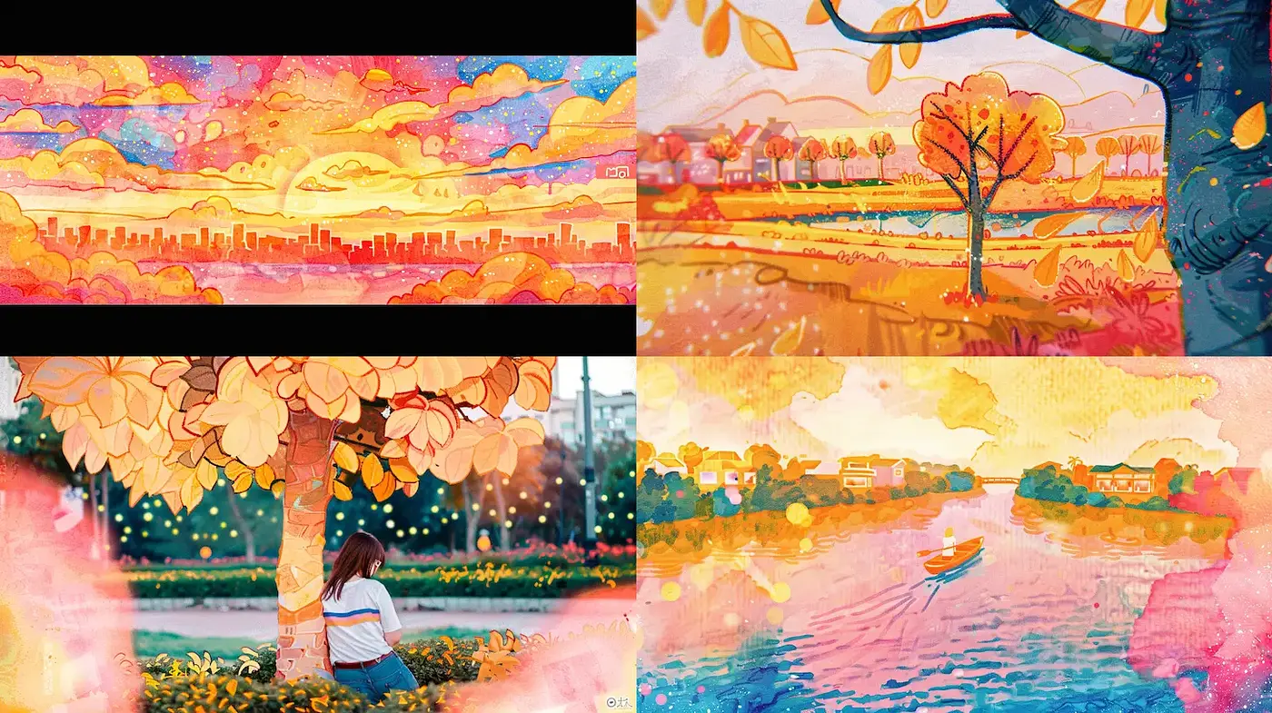 Vibrant and Whimsical Landscapes with a Dreamy Atmosphere - Midjourney sref style