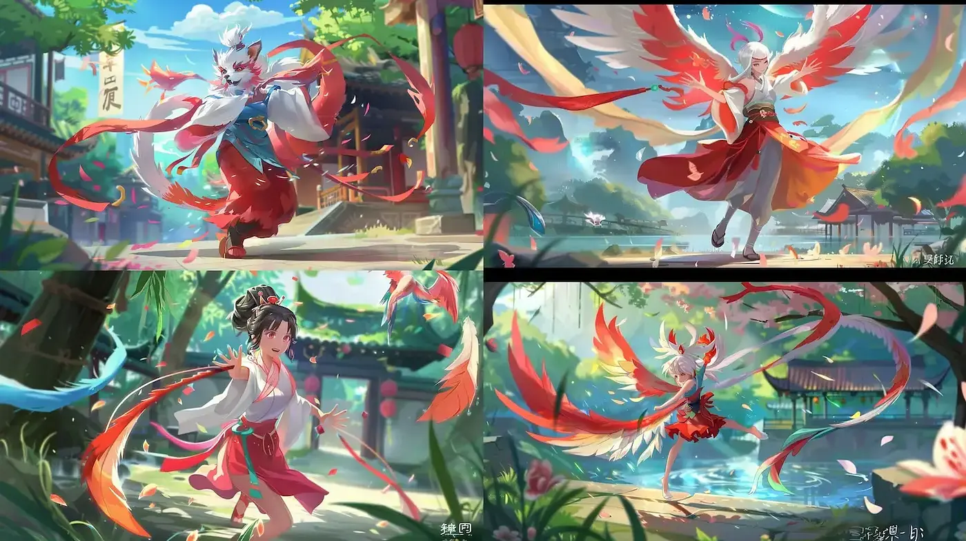 Whimsical Fantasy Art with Vibrant Movement and Delicate Textures - Midjourney sref style