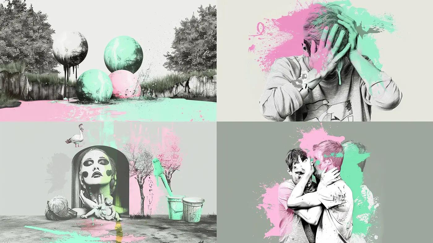 Stylized Chromatic Splashes on Monochromatic Realism - Midjourney sref style