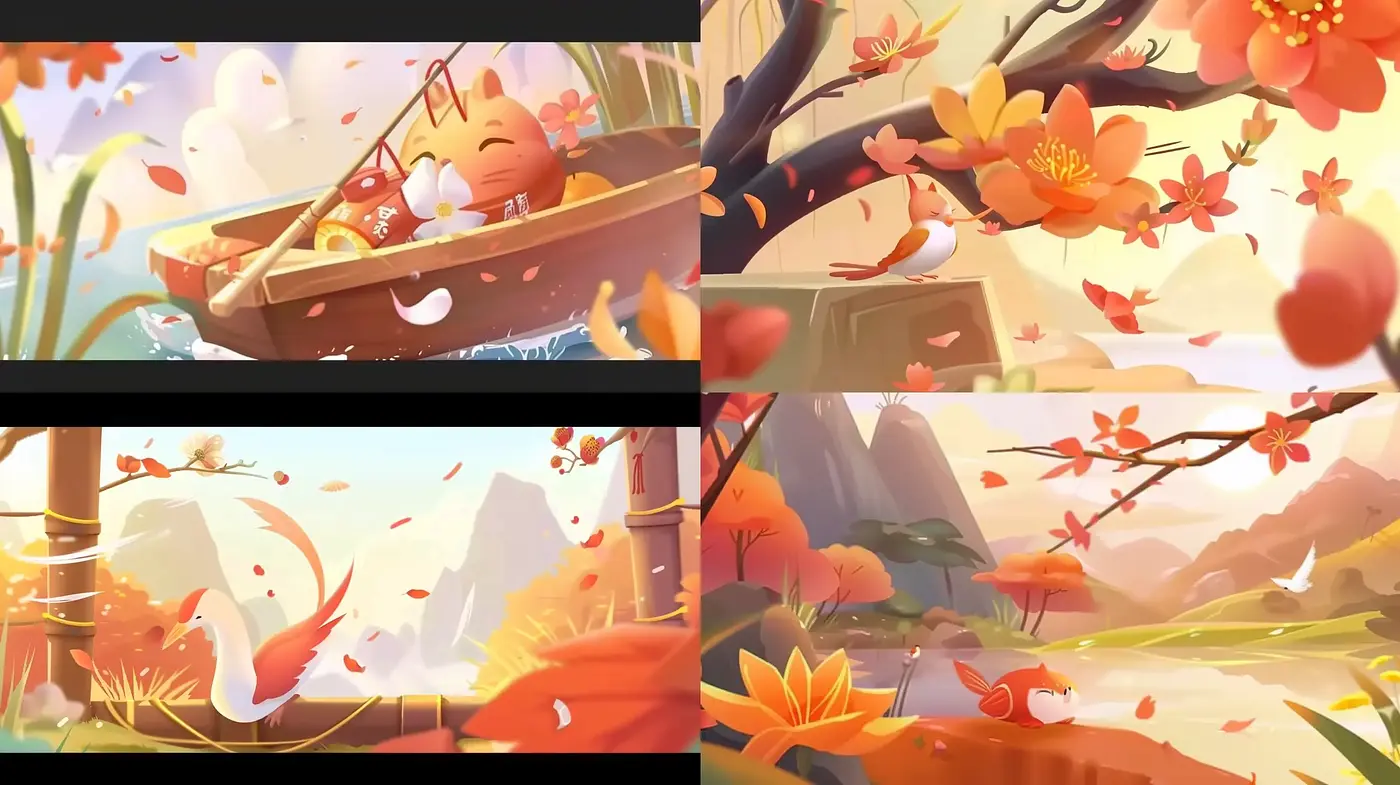 Whimsical Autumn Dreamscape: A Warm, Illustrative Harmony - Midjourney sref style