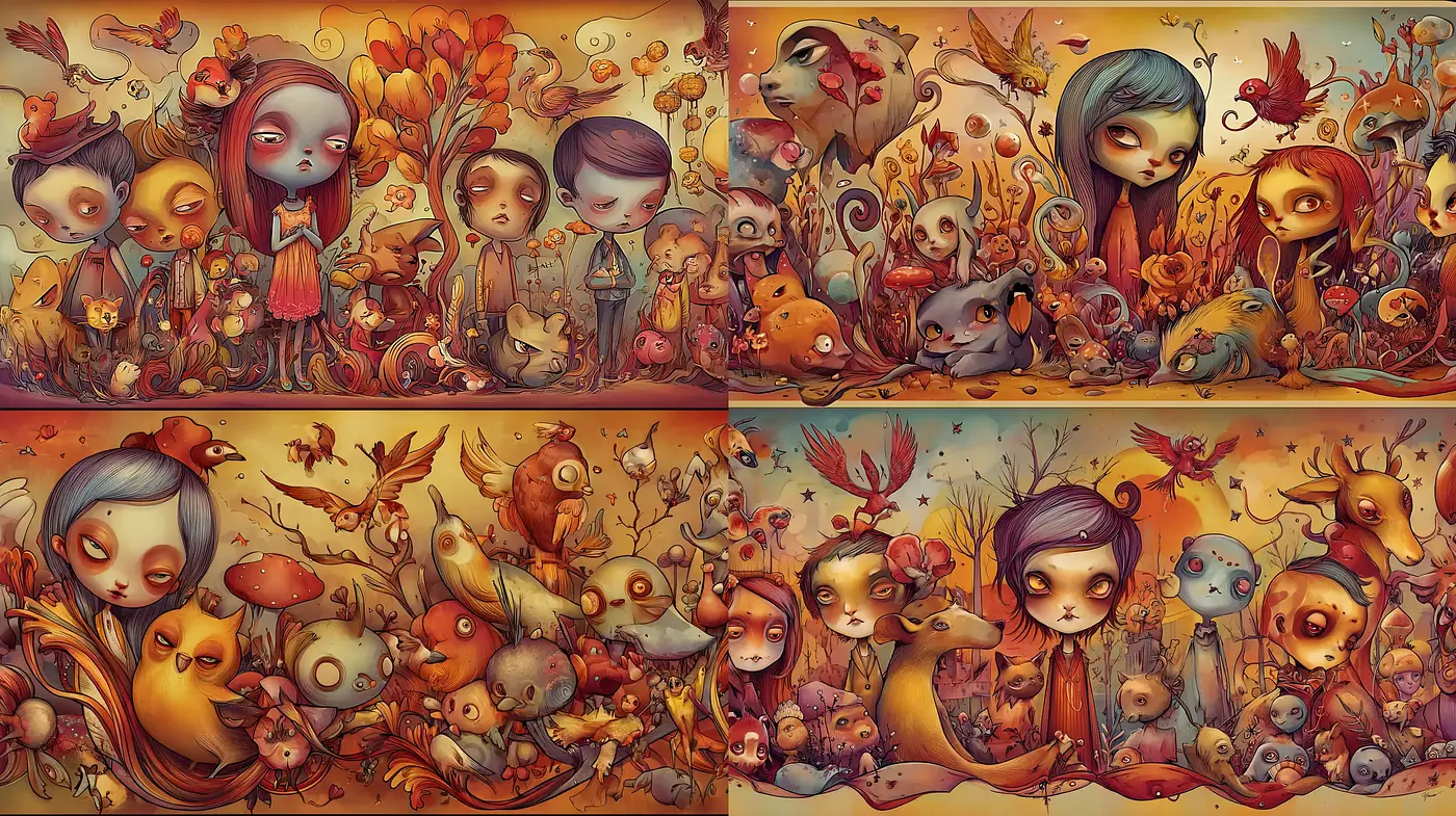 Whimsical and Enchanting Illustrations with a Dreamlike Quality - Midjourney sref style