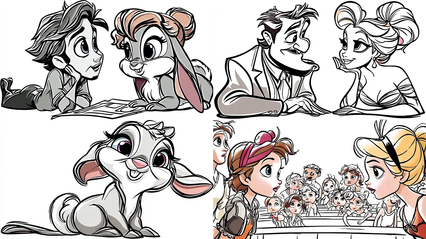 Charming Cartoon Aesthetic with Whimsical Characters and Playful Expression - Midjourney sref style