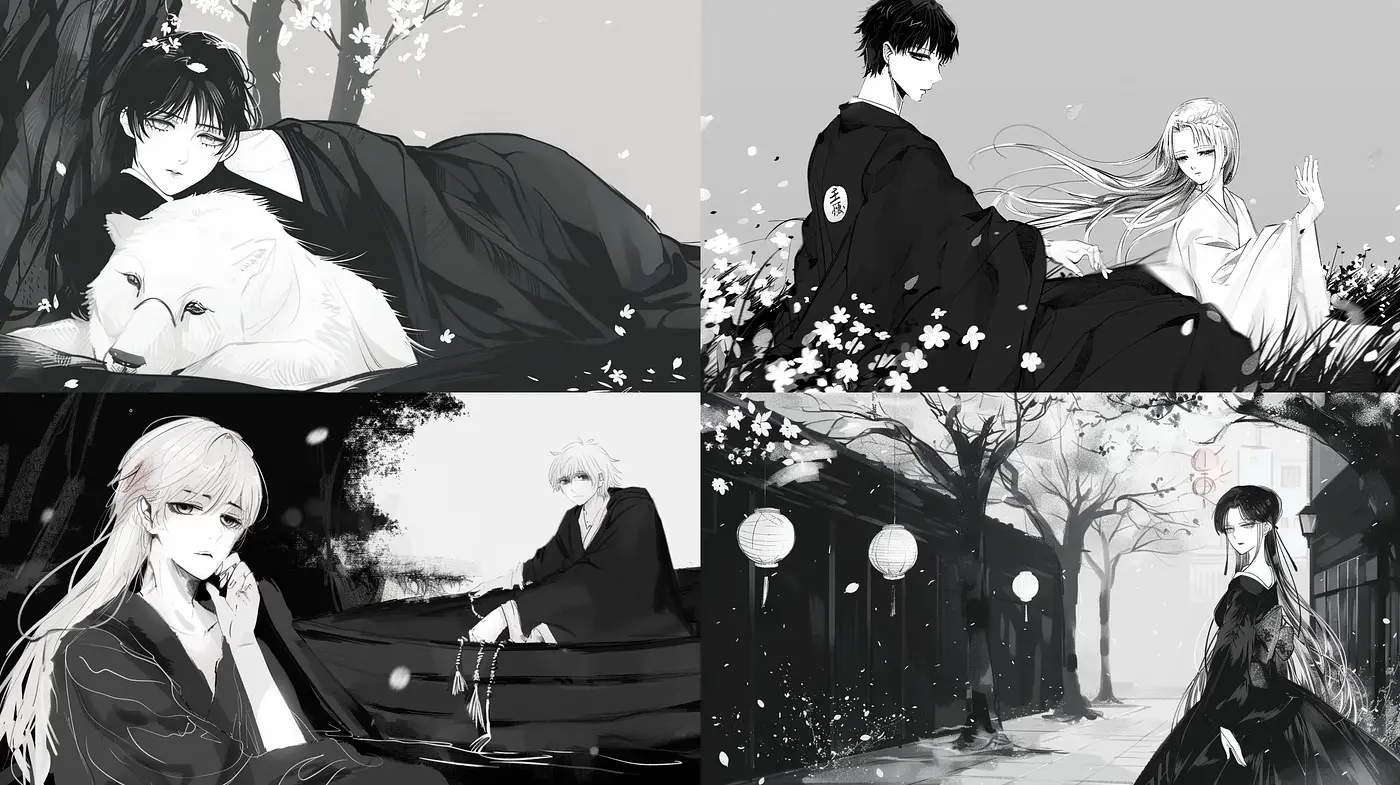 Ethereal Monochrome Illustrations with a Touch of Serenity - Midjourney sref style