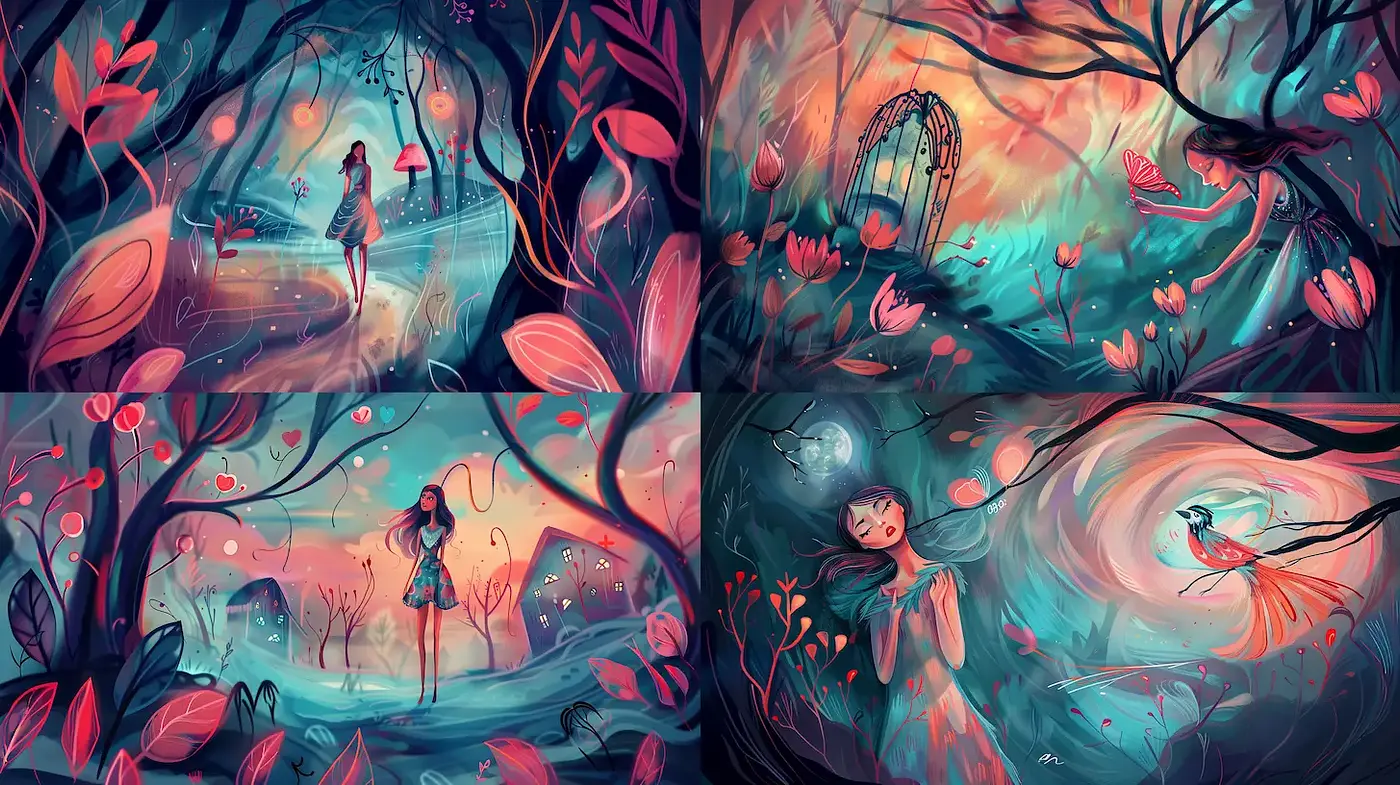 Whimsical Dreamscapes with a Magical Aura - Midjourney sref style