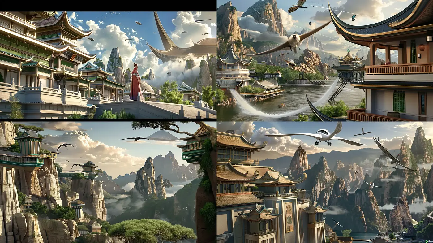 Ethereal Eastern Landscape Renderings with Surrealistic Overtones - Midjourney sref style