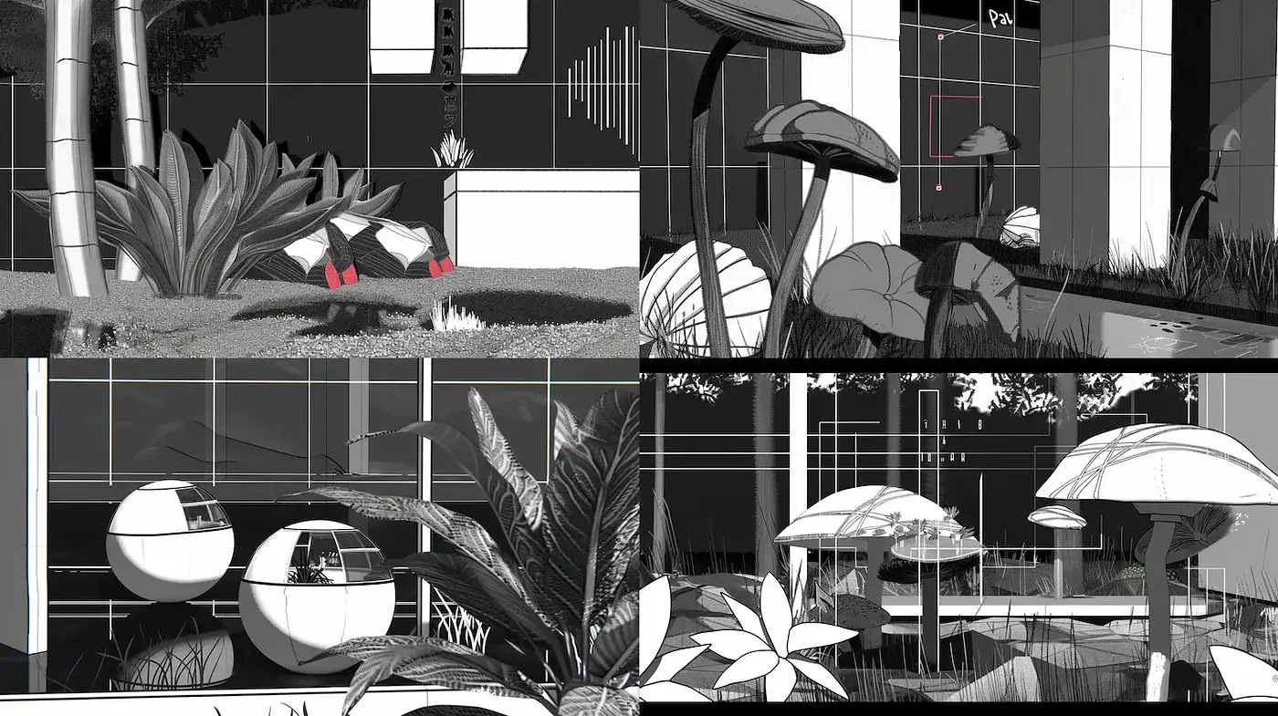 Futuristic Minimalism with Organic Touches - Midjourney sref style