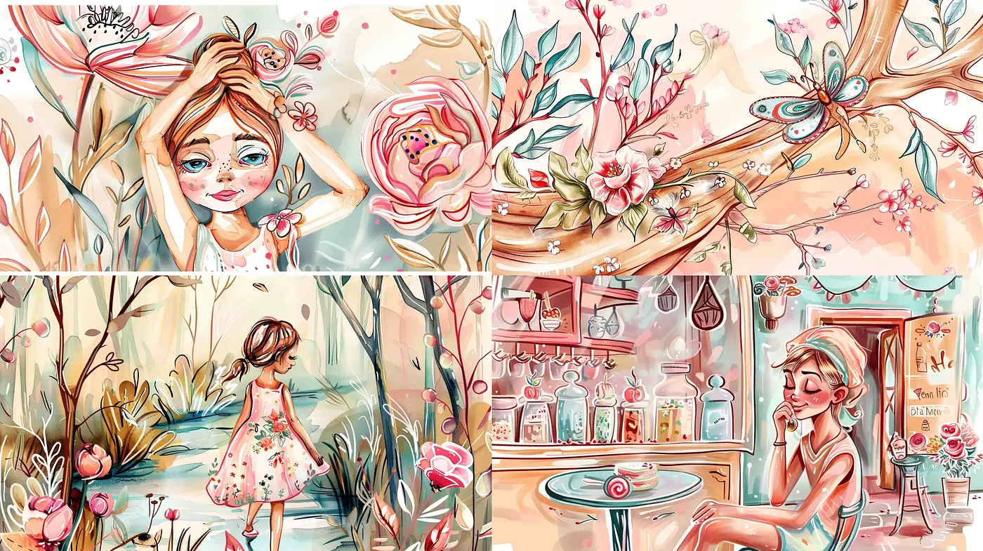Whimsical Watercolor Dreamscapes with Pastel Hues - Midjourney sref style