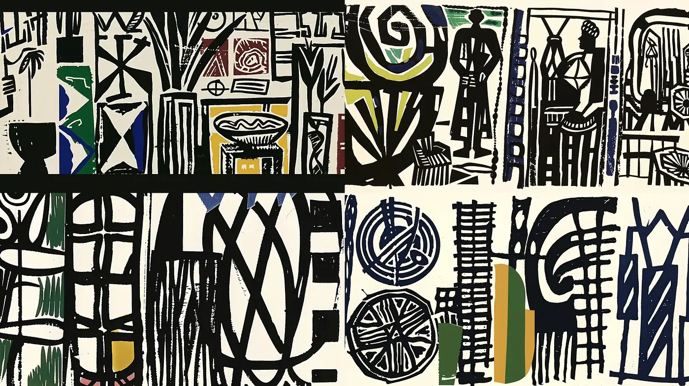 Vibrant Abstract Tapestry of Bold Colors and Organic Forms - Midjourney sref style