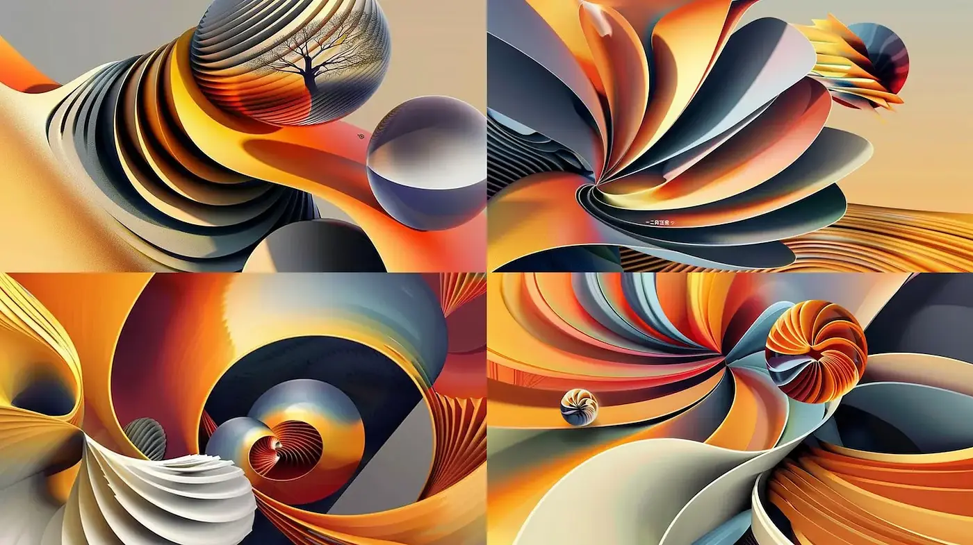 Dynamic and Fluid Abstract Composition with Warm Tones - Midjourney sref style