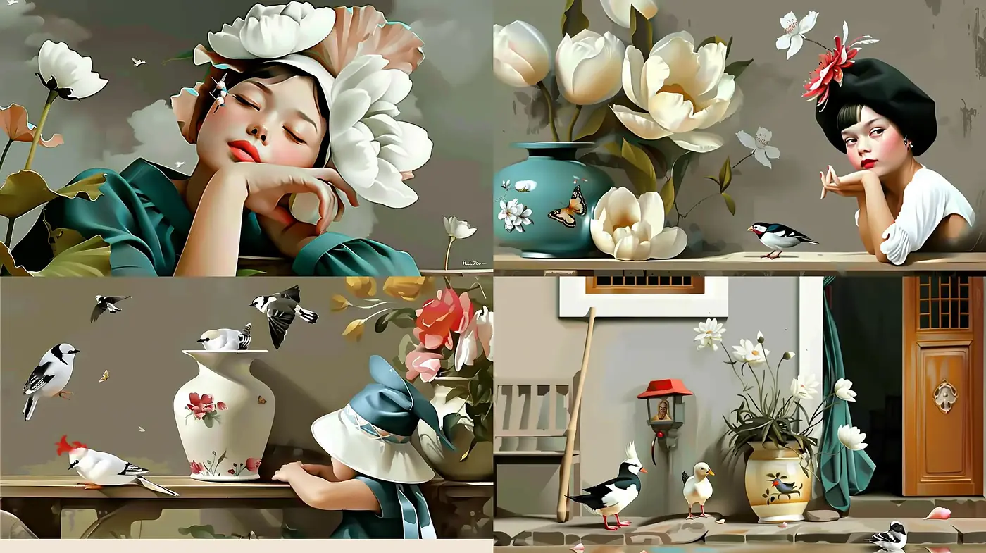 Elegantly Whimsical Realism with a Modern Twist - Midjourney sref style
