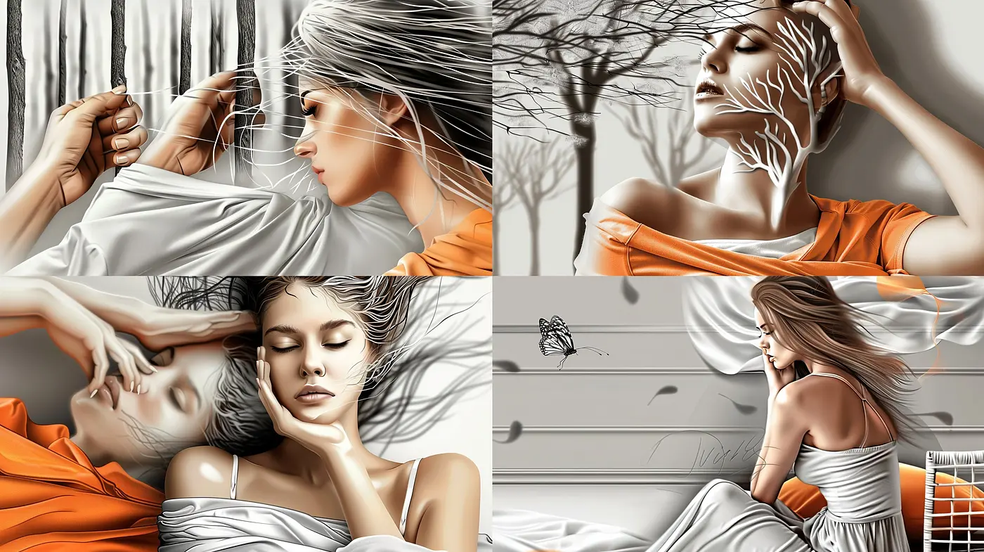 Ethereal Monochrome Dreamscape with Sepia Accents - Midjourney sref style