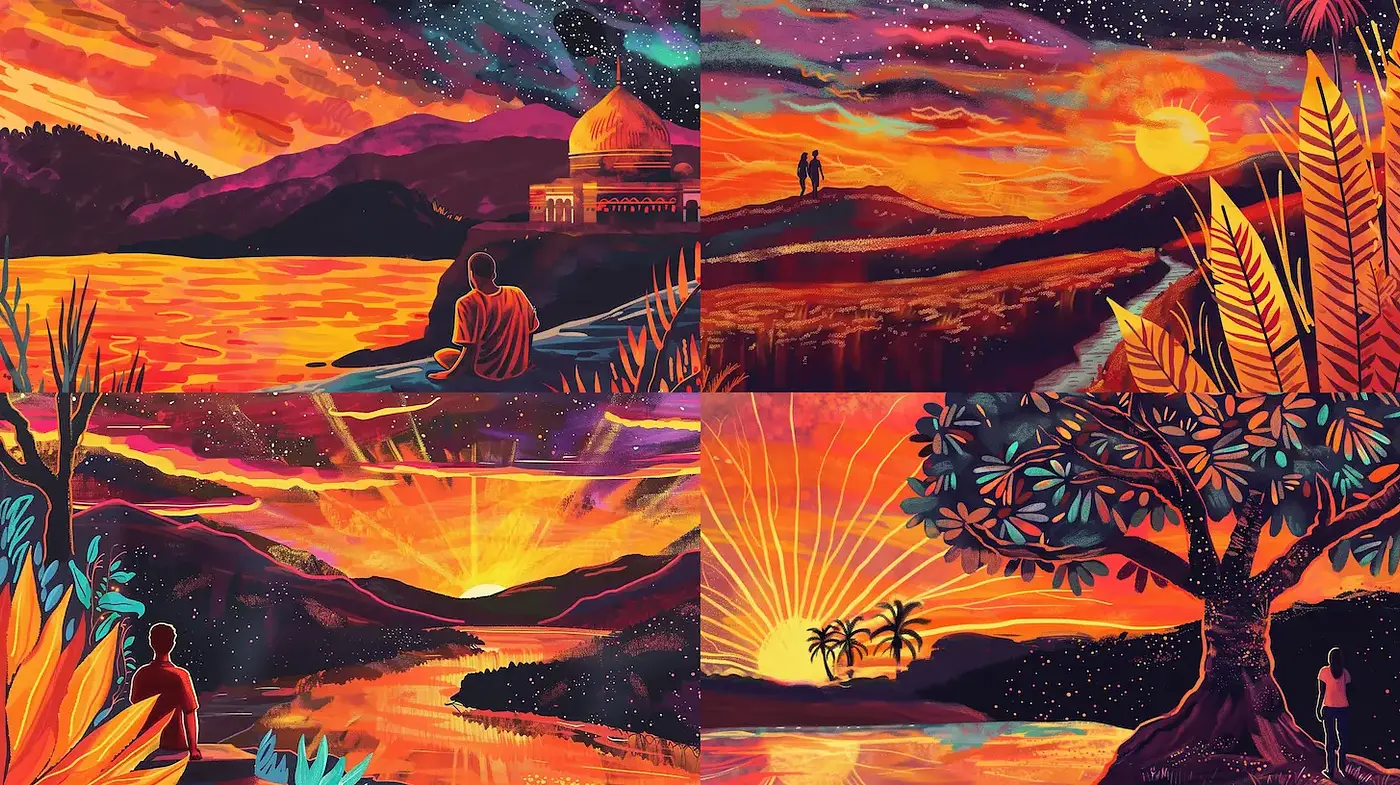 Vibrant and Luminous Landscapes with Tropical Influences - Midjourney sref style