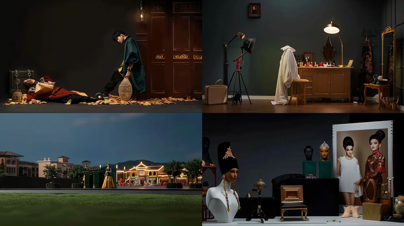 Elegantly Cinematic: A Fusion of Stylized Realism and Theatrical Lighting - Midjourney sref style