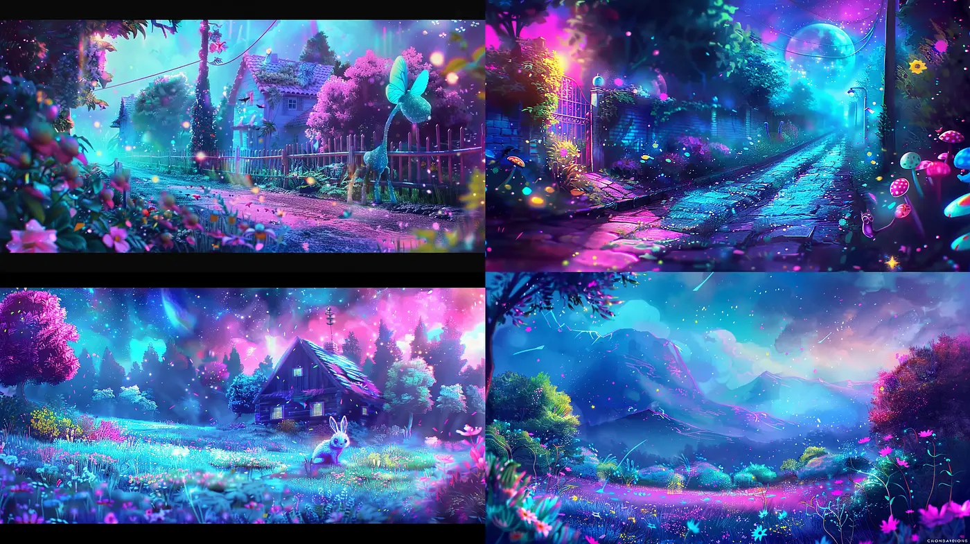 Enchanted Dreamscapes: A Fusion of Vibrant Surrealism and Ethereal Fantasy Art - Midjourney sref style