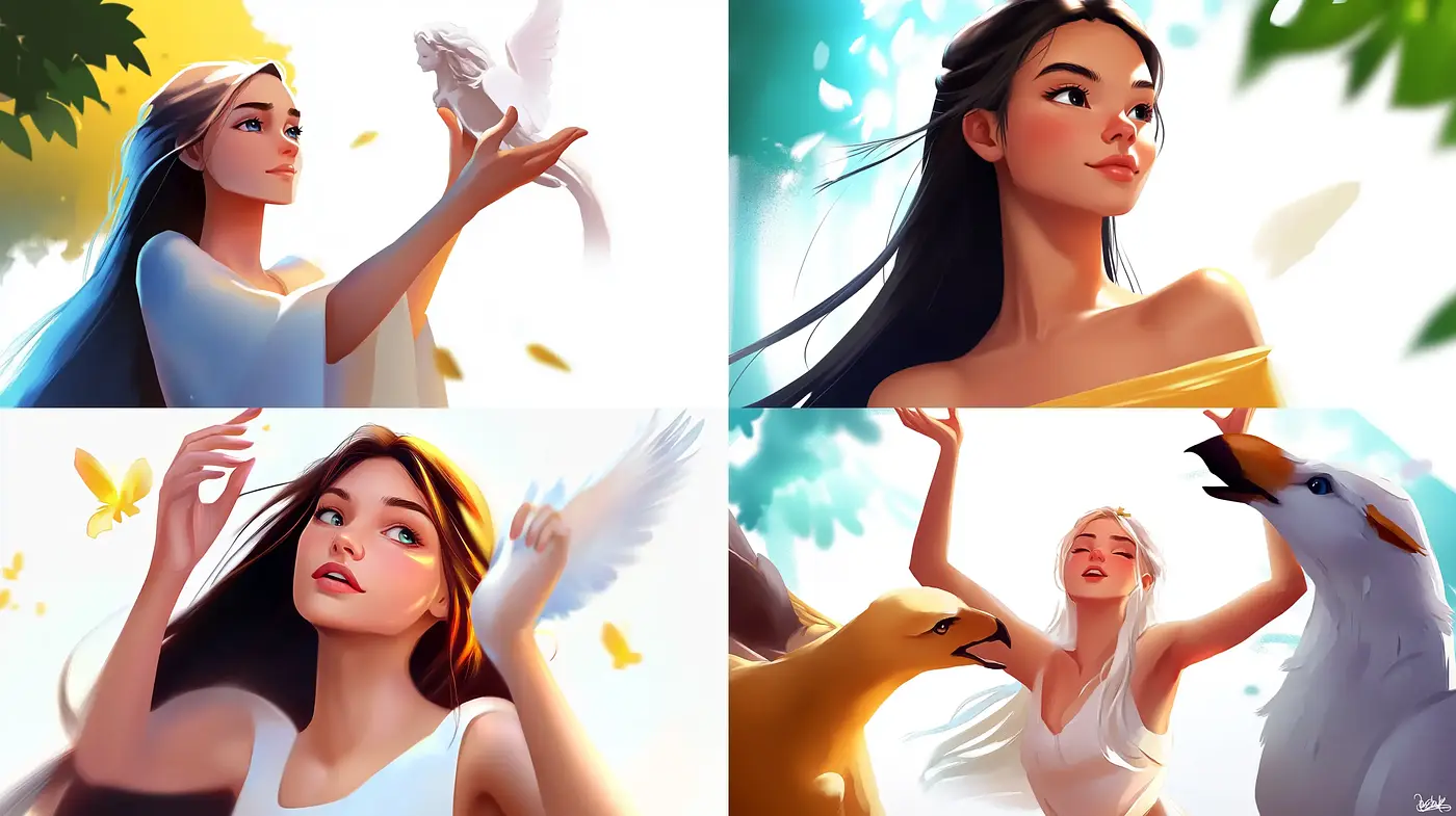 Luminous Ethereal Portraiture with Consistent Warm Hues and Graceful Characters - Midjourney sref style