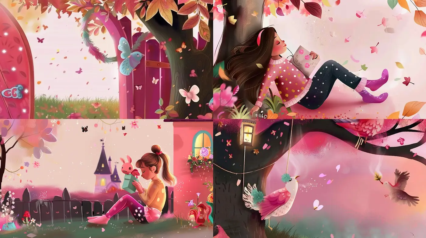 Enchanted Whimsy: A Harmonious Blend of Warm Tones and Fairy Tale Illustration - Midjourney sref style