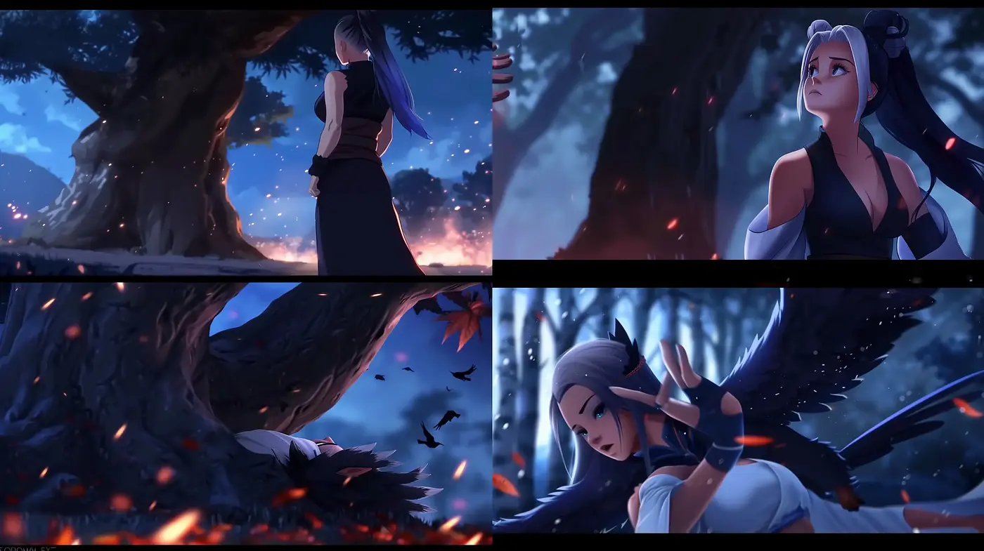 Twilight Embers: A Stylized Anime-Inspired Visualization - Midjourney sref style