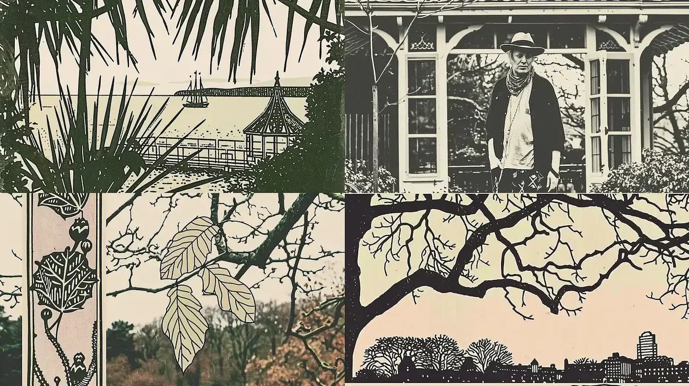Artistic Exploration of Nature and Urban Landscapes with Vintage Aesthetic - Midjourney sref style
