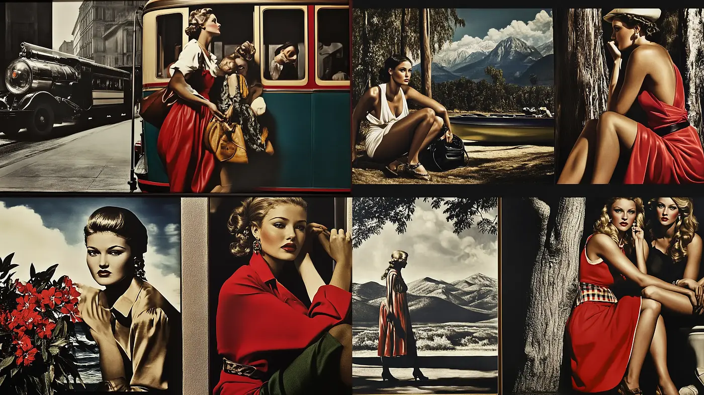 Elegant Nostalgia: Consistent Vintage Sophistication Across Varied Scenes - Midjourney sref style