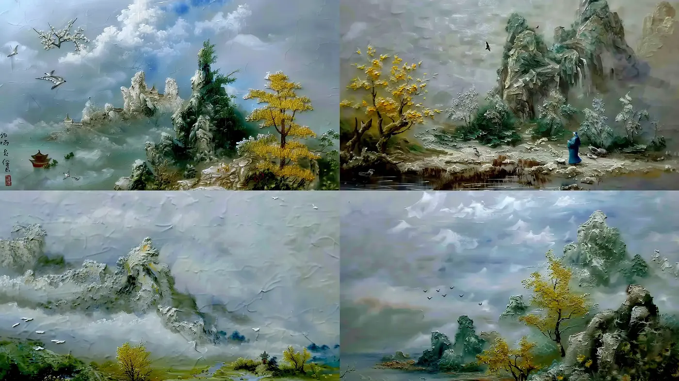 Ethereal Asian-Inspired Landscape Dreamscape - Midjourney sref style