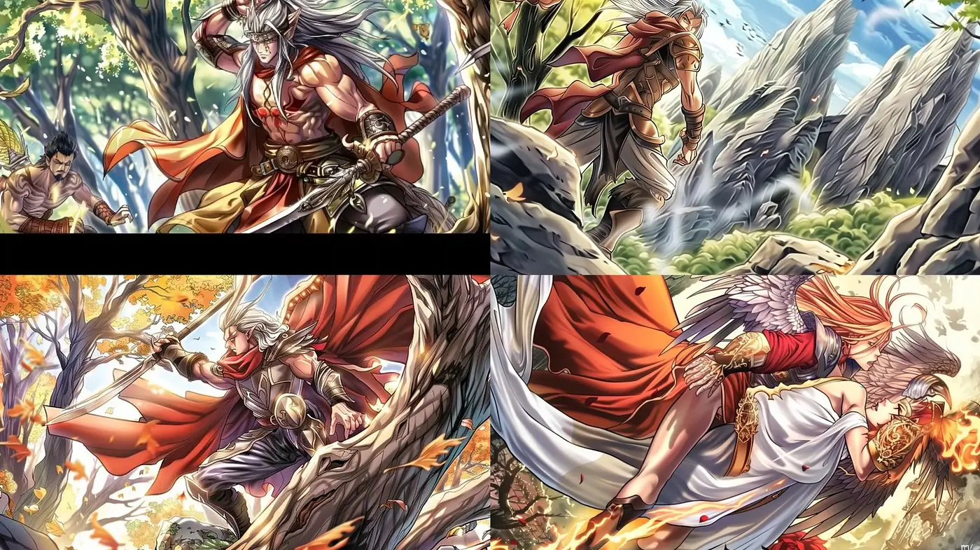 Dynamic Mythological Tapestry: An Epic Visual Symphony of Fantasy Art - Midjourney sref style