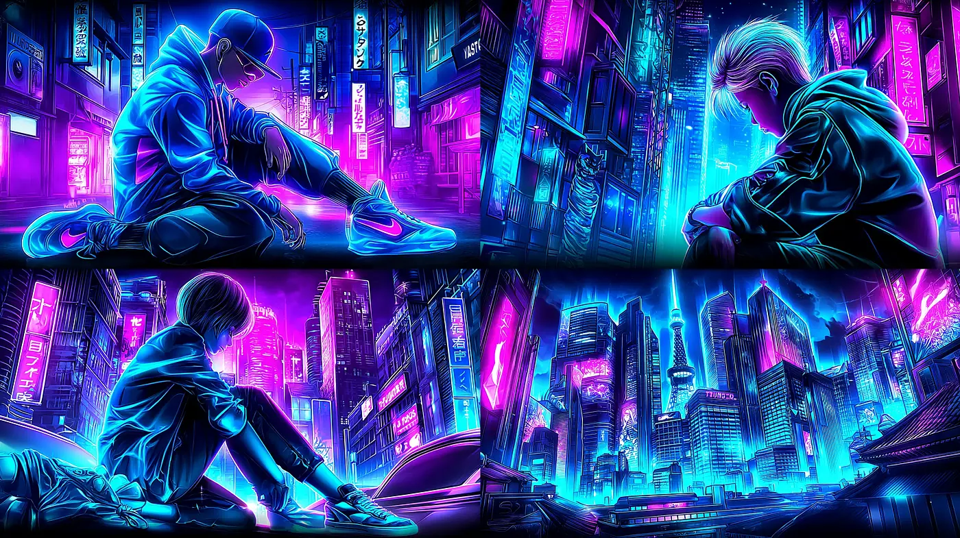 Neon Urban Aesthetic with Cyberpunk Influences - Midjourney sref style