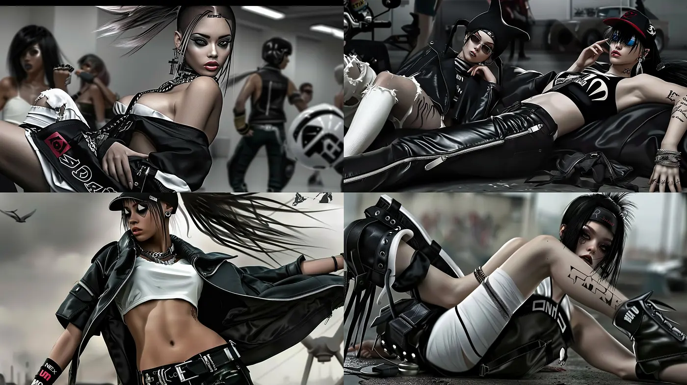 Futuristic Cyberpunk Aesthetic with Monochromatic Tones and Stylized Urban Appeal - Midjourney sref style