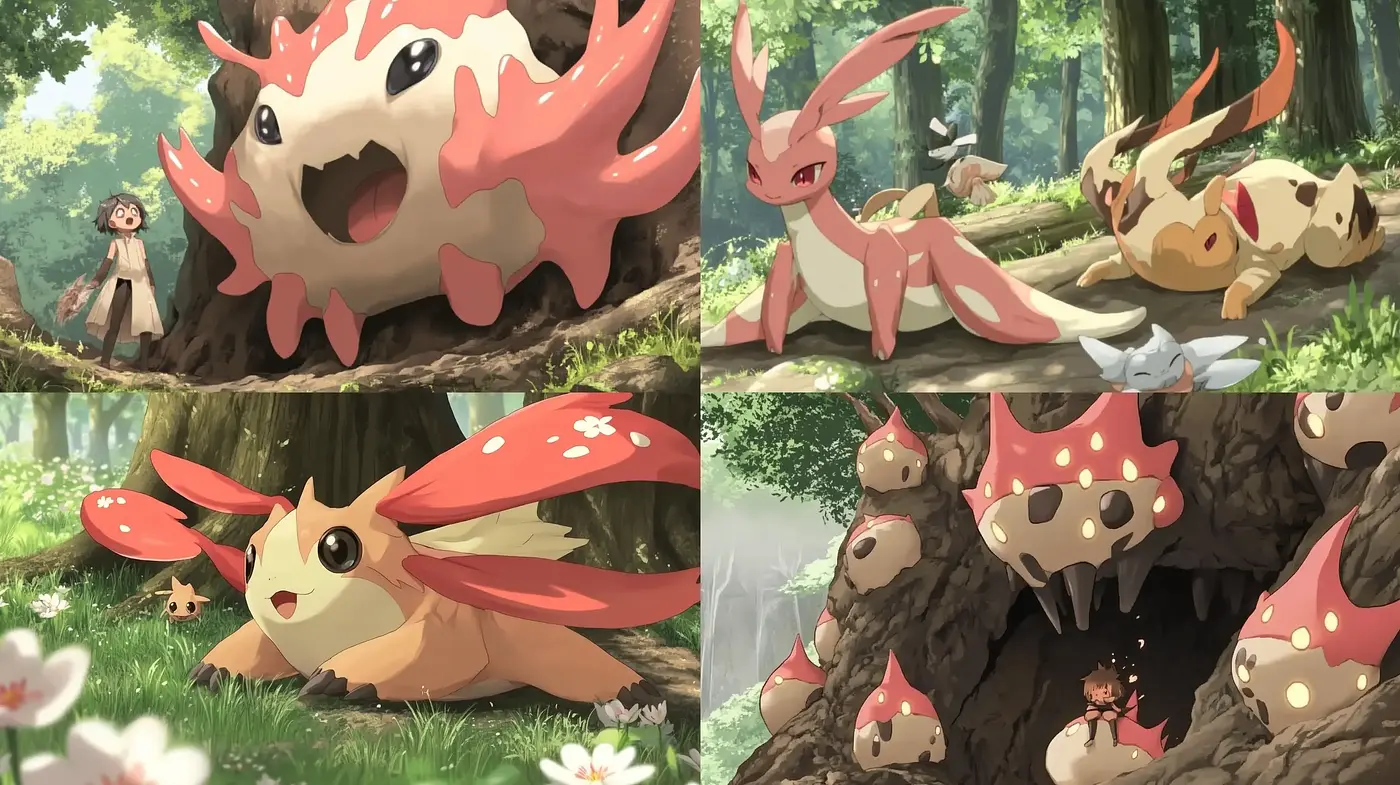 Serene Anime Forest Scenes with Vibrant Creature Companions - Midjourney sref style