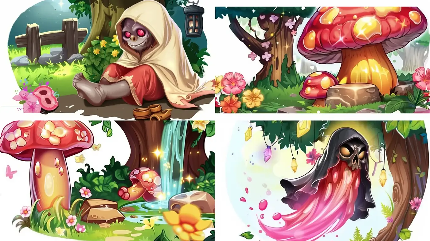 Enchanted Woodland Fantasy with Lush Detailing and Vibrant Colors - Midjourney sref style