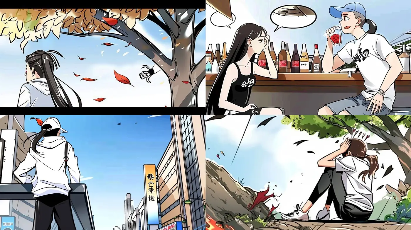 Vibrant Urban Anime-Inspired Illustrative Mosaic - Midjourney sref style