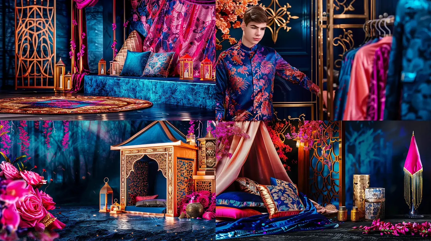 Opulent Eastern Enchantment with Rich Textures and Vivid Hues - Midjourney sref style