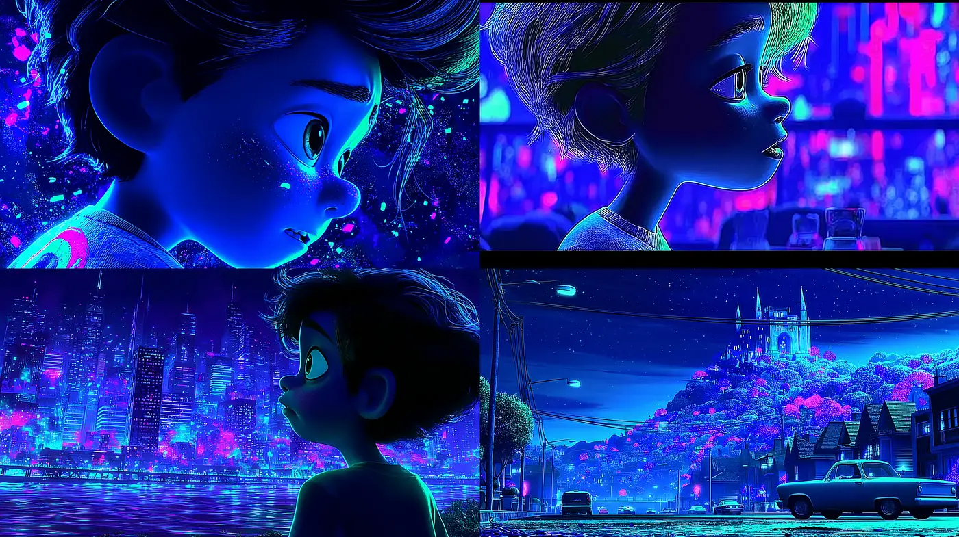 Vibrant Neon Futuristic Aesthetic with a Playful Touch - Midjourney sref style