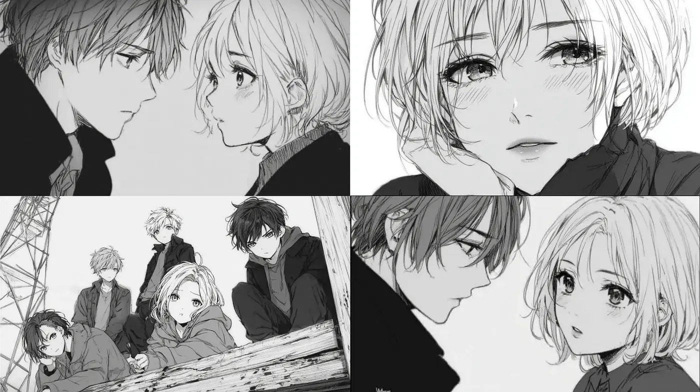 Stylized monochrome illustrations with emotional depth - Midjourney sref style