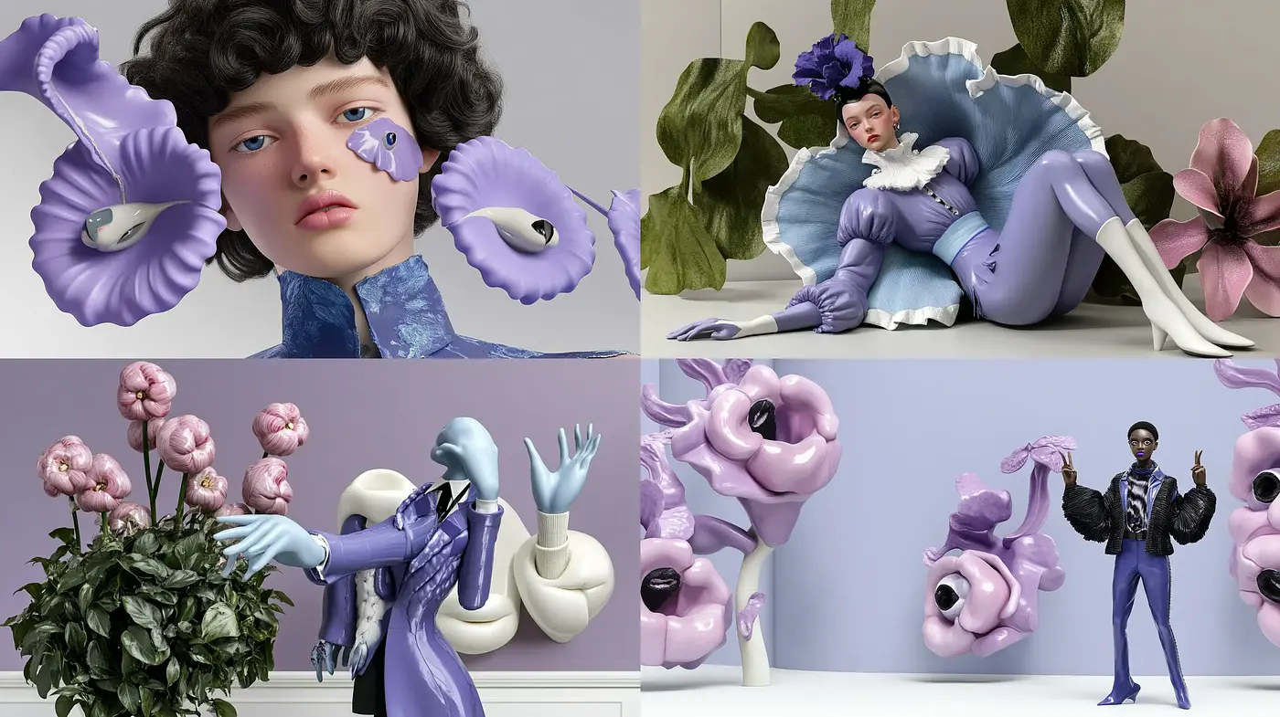 Surreal Botanical Elegance in Pastel Hues - Midjourney sref style