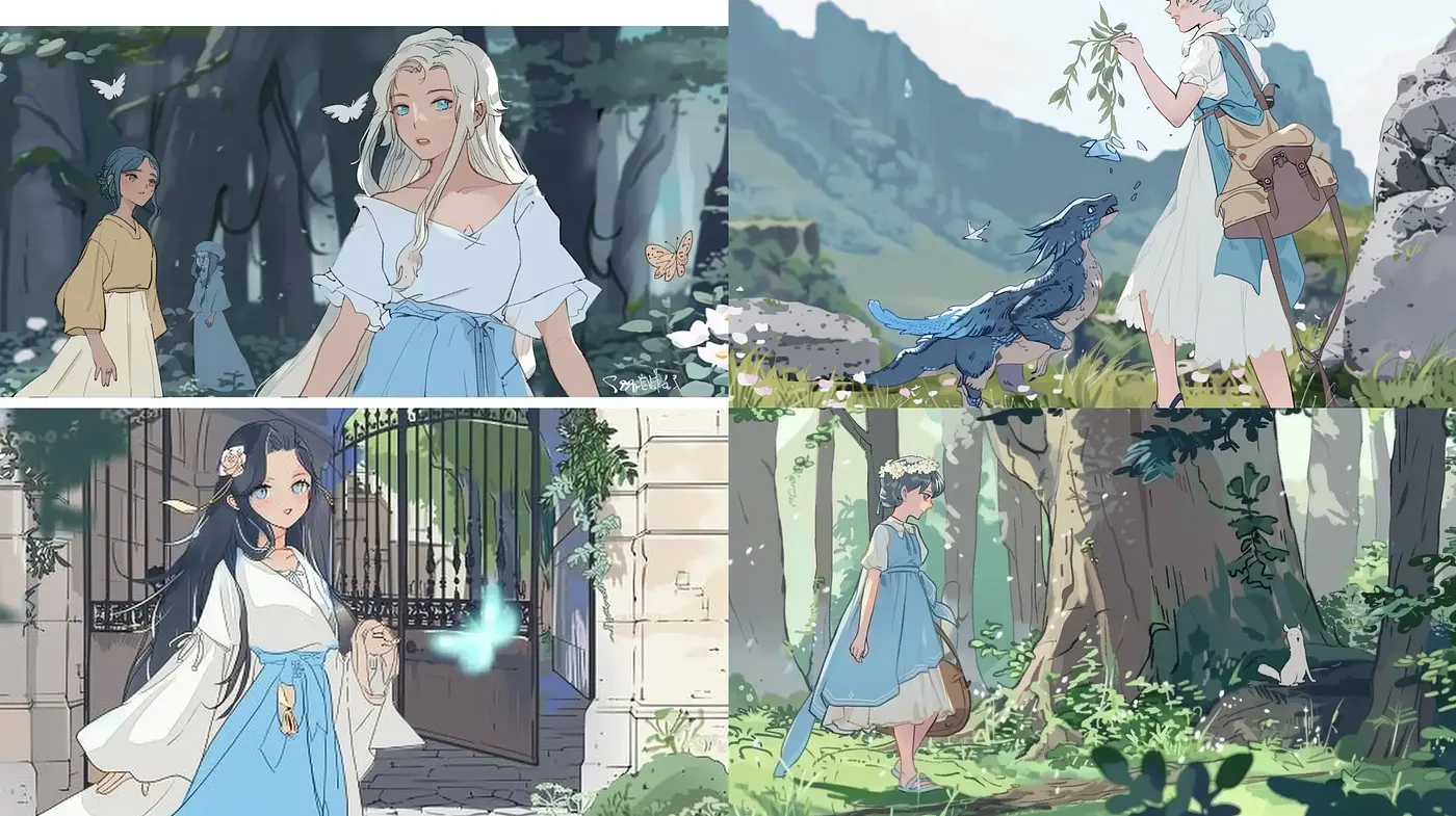 Whimsical Storybook Illustrations with a Soft Anime Essence - Midjourney sref style