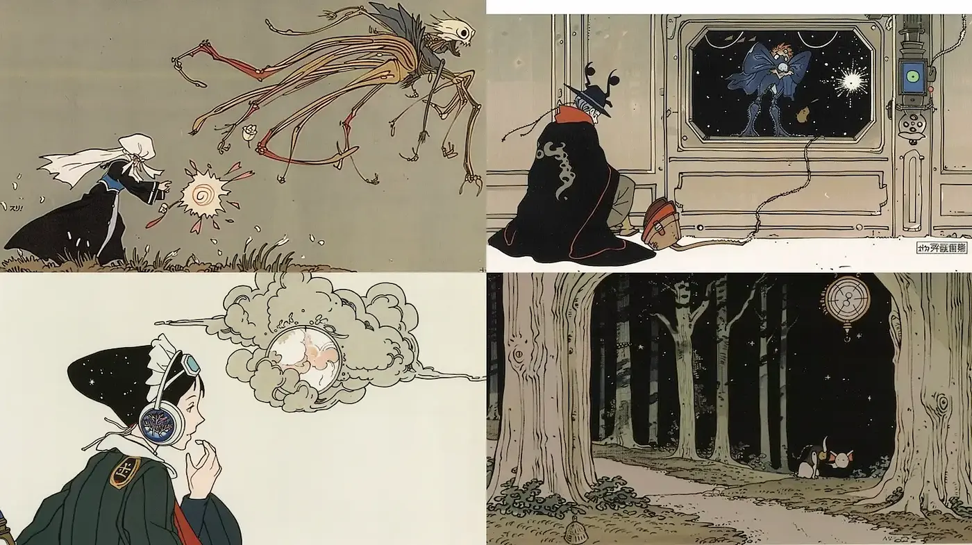 Whimsical and Ethereal Illustrations with a Nostalgic Touch - Midjourney sref style