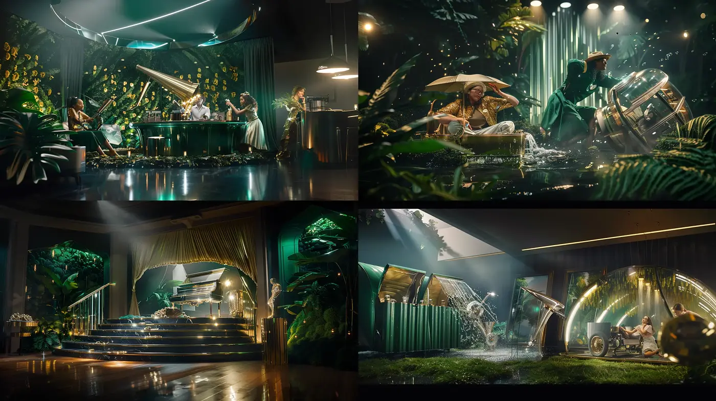Lush Cinematic Nocturne with a Hint of Retrofuturism - Midjourney sref style