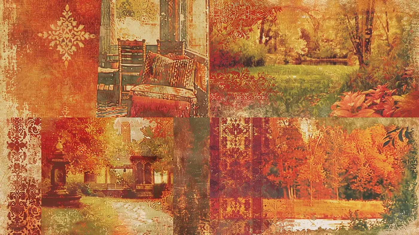 Autumnal Elegy: A Fusion of Rustic Charm and Vintage Textures - Midjourney sref style