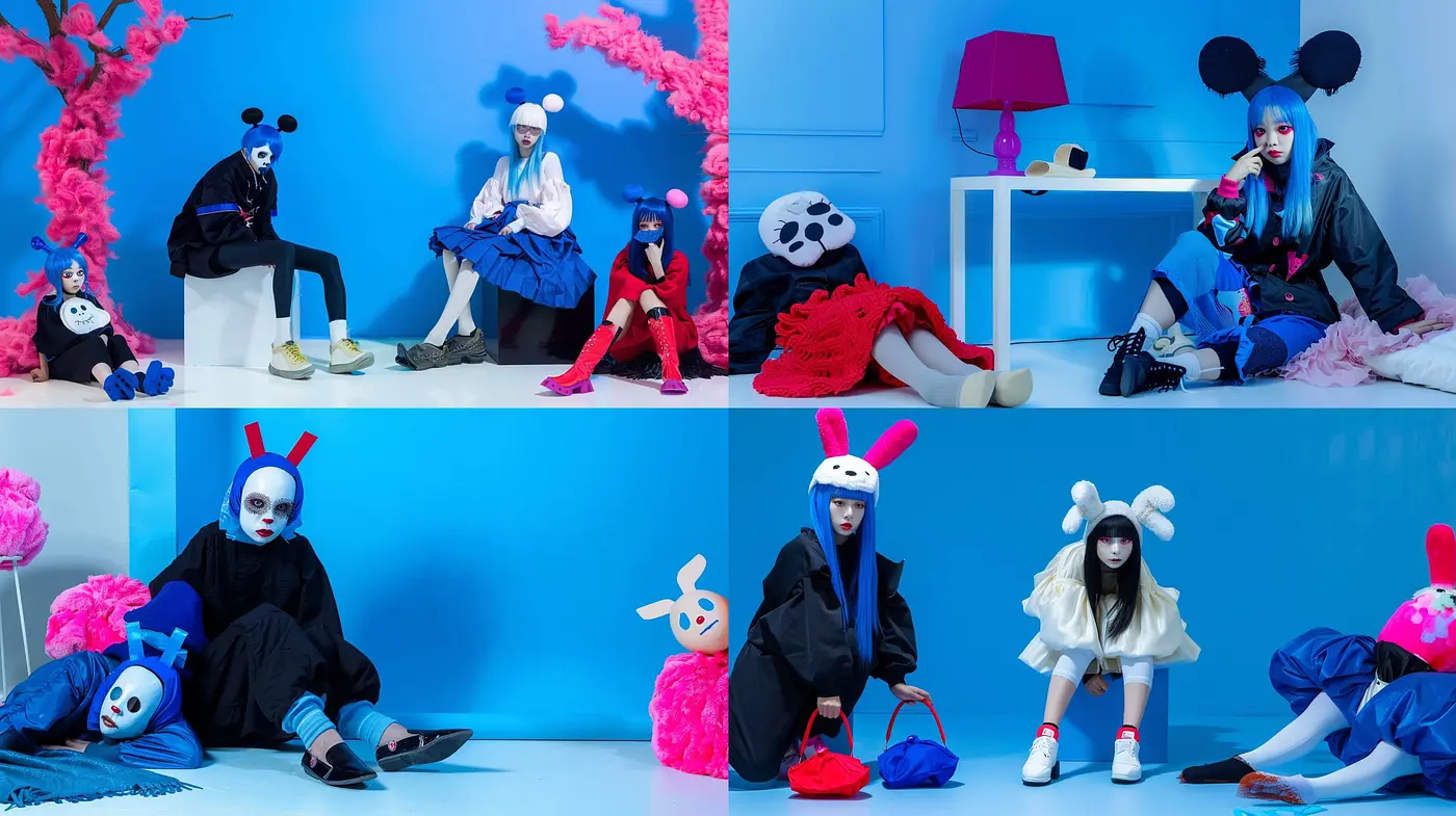 Vibrant Surrealist Contrasts: An Exploration of Vivid Hues and Surreal Imagery in Contemporary Digital Art - Midjourney sref style