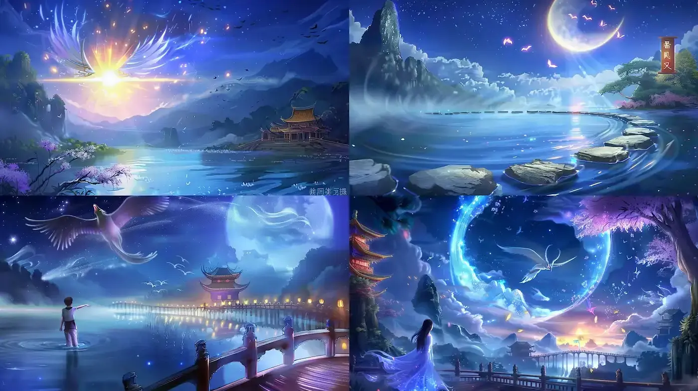 Ethereal Twilight Reverie: Enigmatic Scenes Under Celestial Skies - Midjourney sref style