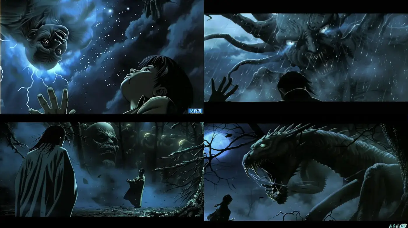 Dark fantastical illustrations with a surreal atmosphere - Midjourney sref style