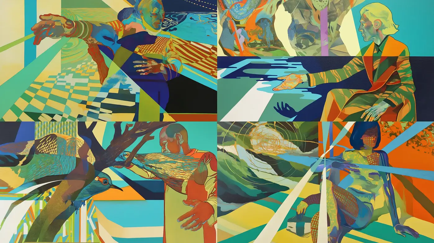 Surreal Abstract Cubism in Contemporary Digital Art - Midjourney sref style