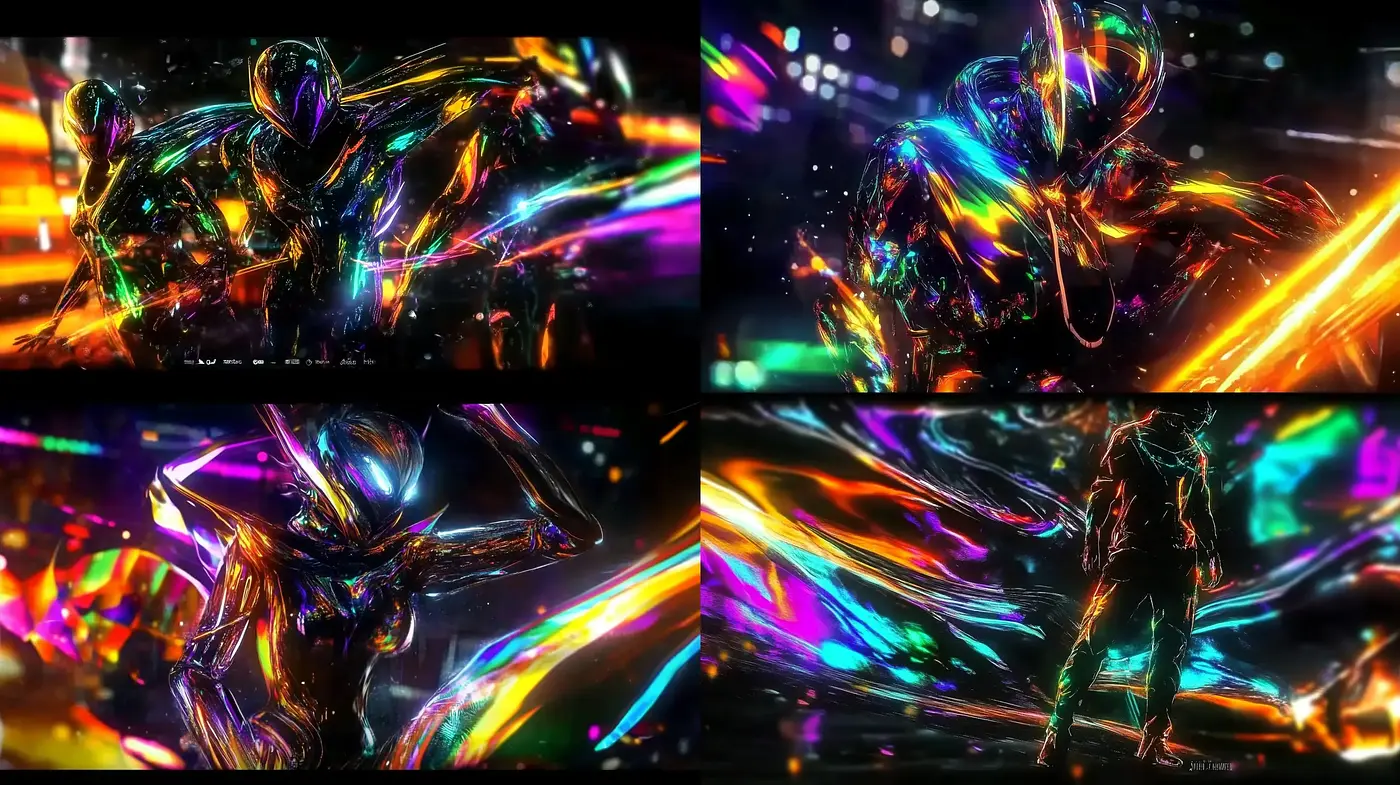 Luminous Spectra: A Dance of Neon Light and Fluid Dynamics - Midjourney sref style