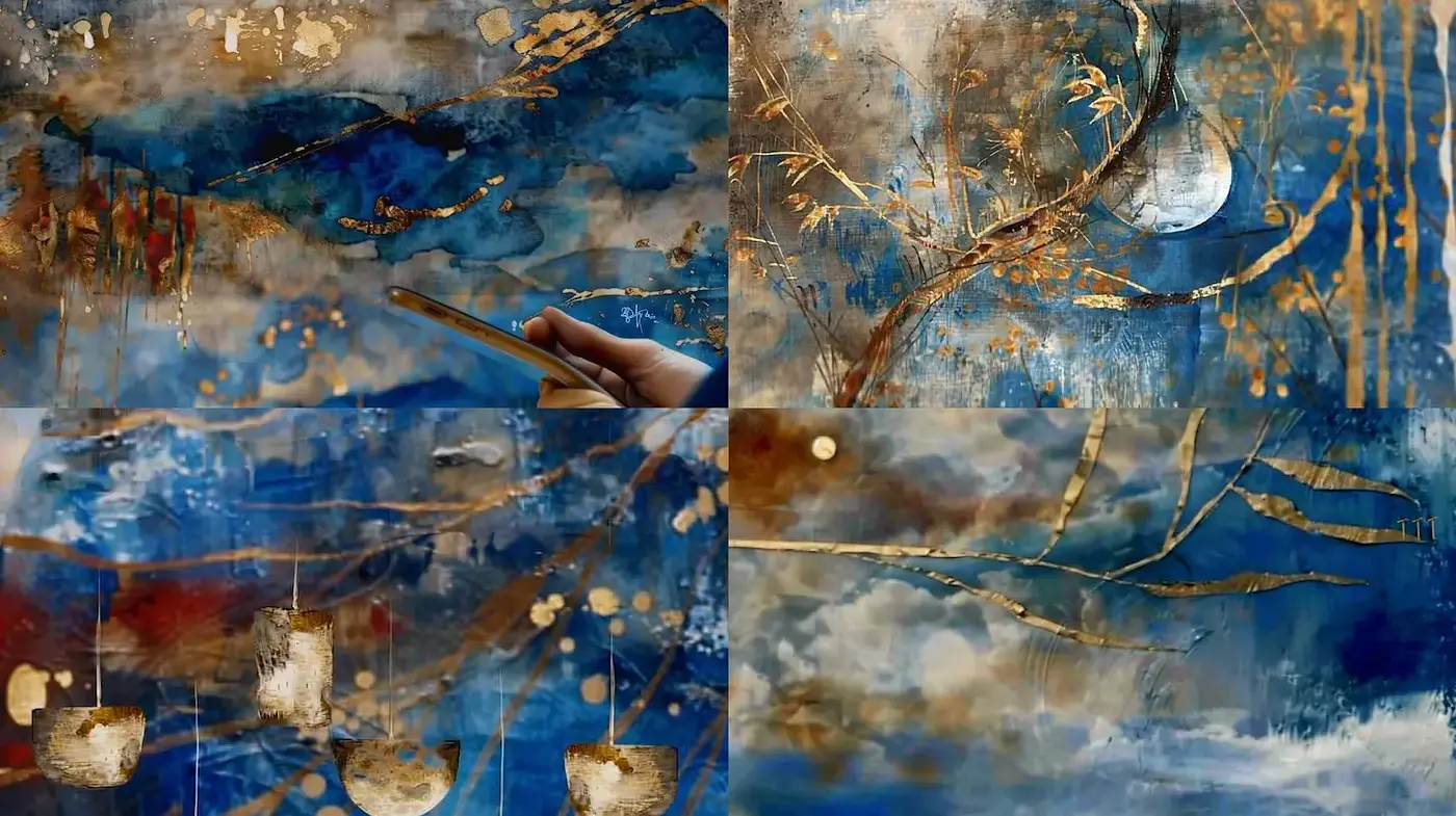Textured and Elegant Abstract Depictions with a Serene and Dreamy Atmosphere - Midjourney sref style