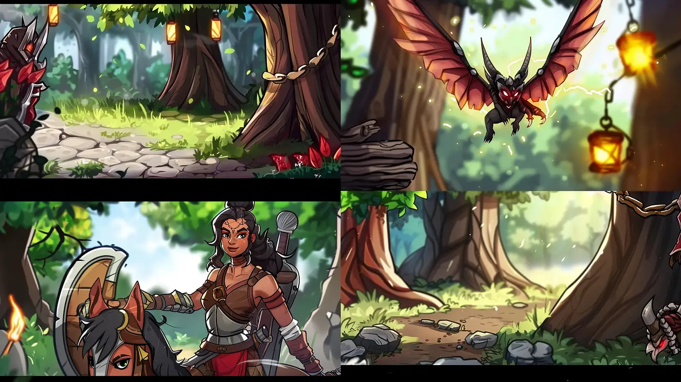 Enchanted Forest Adventure: A Harmonious Blend of Fantasy Art and Lush Nature - Midjourney sref style